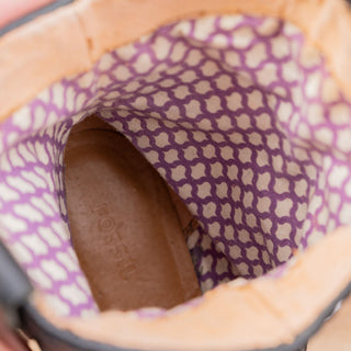 Fossil Women Black Leather Cowboy Western Festival Mid Calf Boots sz 5.5