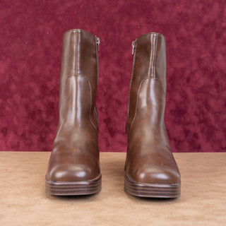 BP Women Vegan Brown Leather Platform Block Heel Ankle Boots sz 9