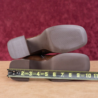 BP Women Vegan Brown Leather Platform Block Heel Ankle Boots sz 9