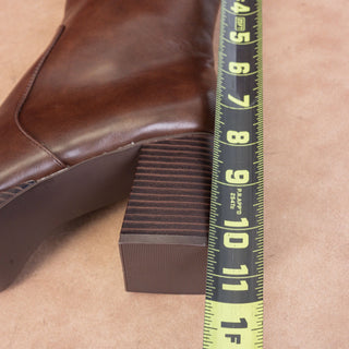 BP Women Vegan Brown Leather Platform Block Heel Ankle Boots sz 9