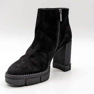 Aquatalia Women Lana Block Heel Black Suede Boots size 9