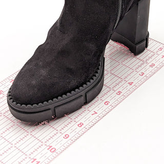 Aquatalia Women Lana Block Heel Black Suede Boots size 9