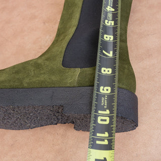 Staud Women Palomino Green Suede Narrow Fit Fabric Chelsea Boots 11US EUR42