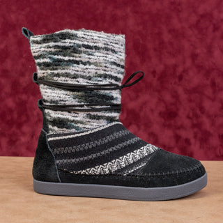 TOMS Women Nepal Black Wool Stripe Warm Boots sz 9