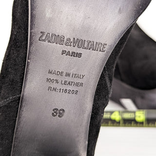 Zadig & Voltaire Women Black Suede Zip Dressy Ankle Boots sz 9US EUR39