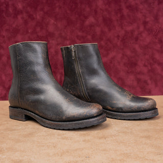 Frye Women Veronica Inside Zip Moto Fashion Distress Brown Leather Boots sz 7