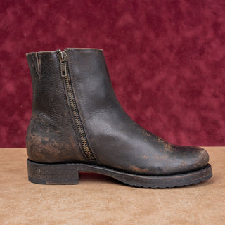 Frye Women Veronica Inside Zip Moto Fashion Distress Brown Leather Boots sz 7