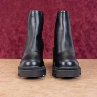 Nine West Women Black Leather Platform Festival Chunky Chelsea Boots sz 9.5