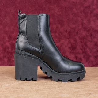 Nine West Women Black Leather Platform Festival Chunky Chelsea Boots sz 9.5
