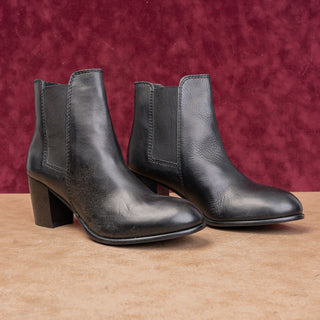 Diba True Women Vintage Retro 90s Black Leather Round Toe Ankle Boots sz 8