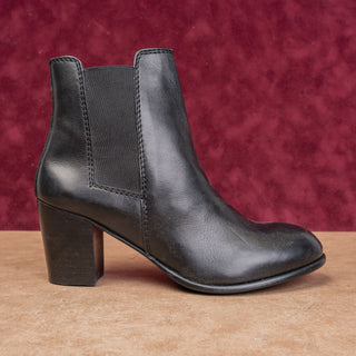 Diba True Women Vintage Retro 90s Black Leather Round Toe Ankle Boots sz 8