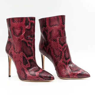 Paris Texas Women Red Python Print Leather Heel Fashion Ankle Boots 9US EUR39.5