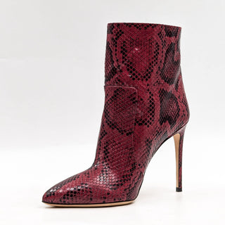 Paris Texas Women Red Python Print Leather Heel Fashion Ankle Boots 9US EUR39.5