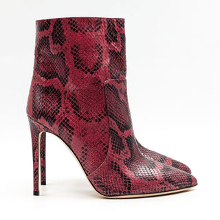 Paris Texas Women Red Python Print Leather Heel Fashion Ankle Boots 9US EUR39.5