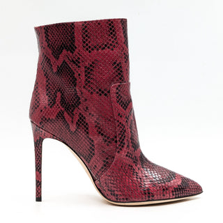 Paris Texas Women Red Python Print Leather Heel Fashion Ankle Boots 9US EUR39.5