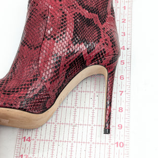 Paris Texas Women Red Python Print Leather Heel Fashion Ankle Boots 9US EUR39.5