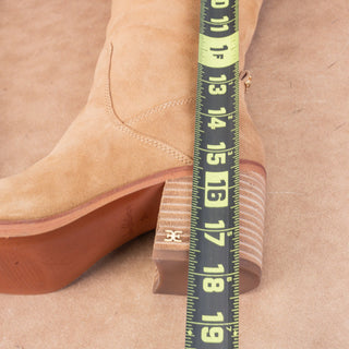 Sam Edelman Women Soyer Caramel Brown Zip Stack Heel Knee Boots sz 7.5