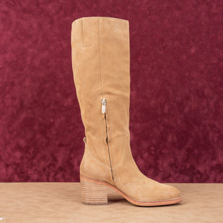 Sam Edelman Women Soyer Caramel Brown Zip Stack Heel Knee Boots sz 7.5