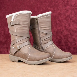 Totes Women Diedre Winter Brown Fabric Faux Fur Lined Snow Winter Boots sz 11