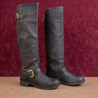 Steve Madden Women Vintage Retro Y2K Black Leather Festival Moto Boots 6US EUR36