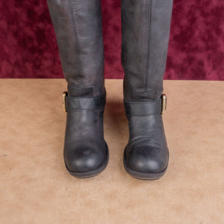 Steve Madden Women Vintage Retro Y2K Black Leather Festival Moto Boots 6US EUR36
