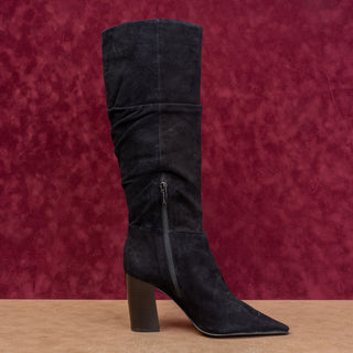 Vince Camuto Women Derika Fashion Black Suede Pointy Toe Zip Tall Boots sz 9