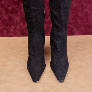 Vince Camuto Women Derika Fashion Black Suede Pointy Toe Zip Tall Boots sz 9