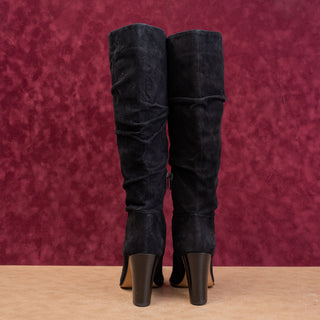 Vince Camuto Women Derika Fashion Black Suede Pointy Toe Zip Tall Boots sz 9