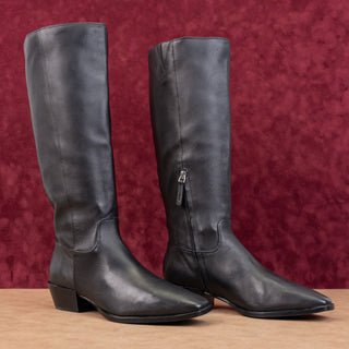 Nordstrom Women Turner Black Leather Western Zip fashion knee Boots sz 9