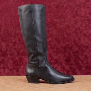 Nordstrom Women Turner Black Leather Western Zip fashion knee Boots sz 9