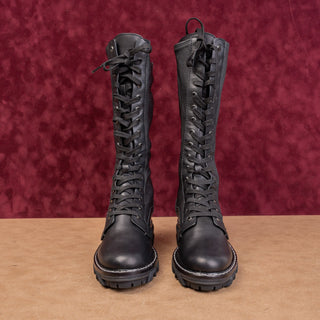 rag&bone Women Shiloh Black Leather Lace-up Festival Combat Boots 7US EUR37.5