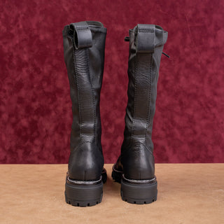 rag&bone Women Shiloh Black Leather Lace-up Festival Combat Boots 7US EUR37.5