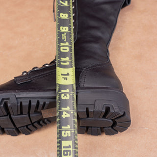 rag&bone Women Shiloh Black Leather Lace-up Festival Combat Boots 7US EUR37.5