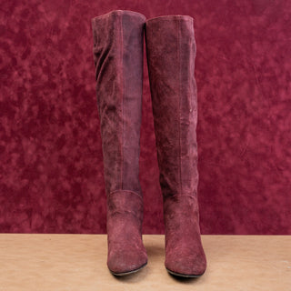 Free People Women Star Burgundy Distress Suede 60s Zip Boots sz 8US EUR38