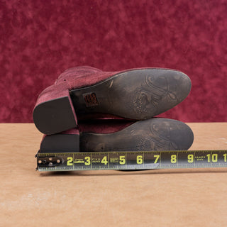 Free People Women Star Burgundy Distress Suede 60s Zip Boots sz 8US EUR38