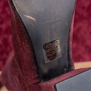 Free People Women Star Burgundy Distress Suede 60s Zip Boots sz 8US EUR38