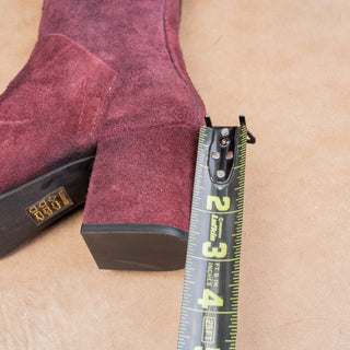 Free People Women Star Burgundy Distress Suede 60s Zip Boots sz 8US EUR38