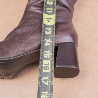 Naturalizer Dark Brown Leather Vintage Retro 90s Wide Calf Fashion Boots 10WW