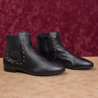 Cordani Women Stud Black Leather Zip Ankle Fashion Ankle Boots sz 9.5US EUR40