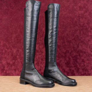 Stuart Weitzman Women 5050 Boot Black Leather Nappa Collection OTK Boots sz 6.5