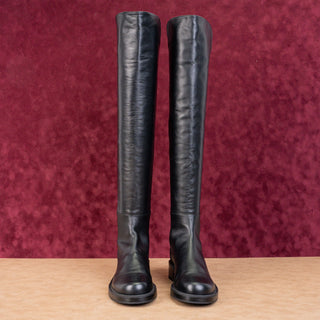 Stuart Weitzman Women 5050 Boot Black Leather Nappa Collection OTK Boots sz 6.5