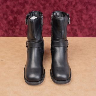 Open Edit Women Moto Chunky Black Vegan Leather Harness Festival Boots sz 8.5