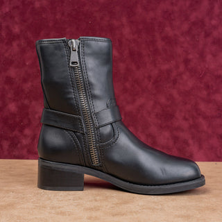 Open Edit Women Moto Chunky Black Vegan Leather Harness Festival Boots sz 8.5