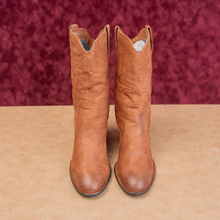 Born Women Boho Cottage Brown Leather Western Cowboy Mid Calf Boots sz 10