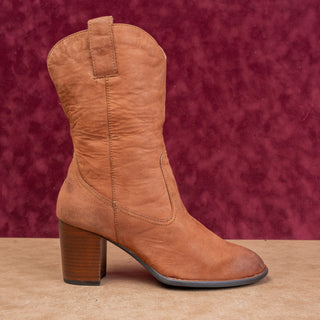 Born Women Boho Cottage Brown Leather Western Cowboy Mid Calf Boots sz 10