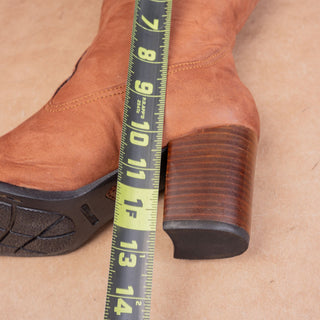 Born Women Boho Cottage Brown Leather Western Cowboy Mid Calf Boots sz 10
