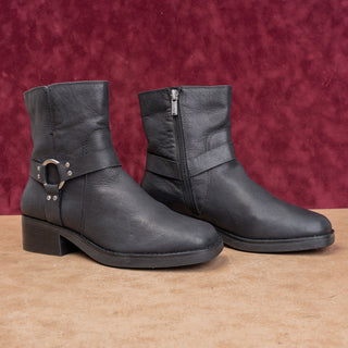 Sole Society Women Black Leather Festival Party Moto Zip Boots 7.5US EUR38