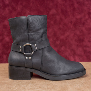 Sole Society Women Black Leather Festival Party Moto Zip Boots 7.5US EUR38