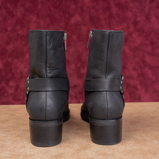Sole Society Women Black Leather Festival Party Moto Zip Boots 7.5US EUR38