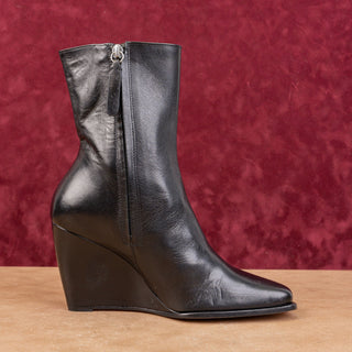 Wandler Women Gaia Black Leather Wedge Dressy Office Ankle Boots 7US EUR 37